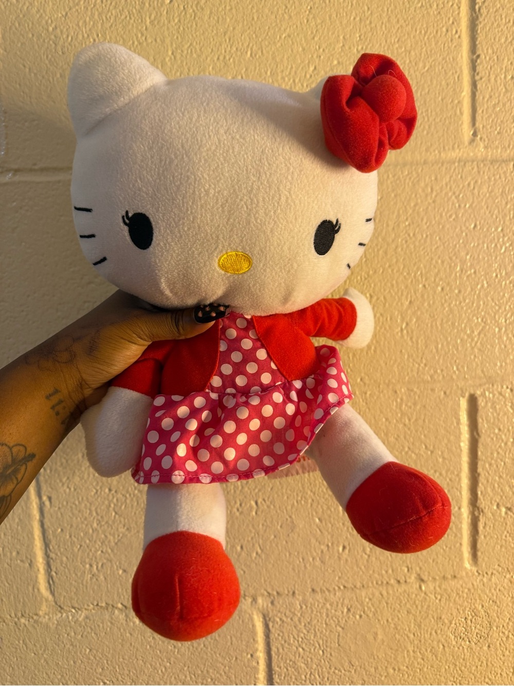 Hello Kitty Plush Toy in White, Red & Pink Polka Dress